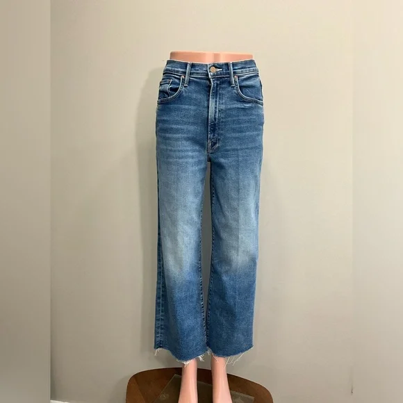MOTHER Maven Wide Leg Ankle Fray Jeans Bitchin Wash Size 25 - Picture 2 of 6